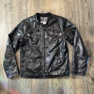 VTG Whispering Smith Faux Leather Jacket Mens M Bomber Biker Racer Rocker